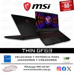 Notebook MSI Thin GF63 Intel Core i7